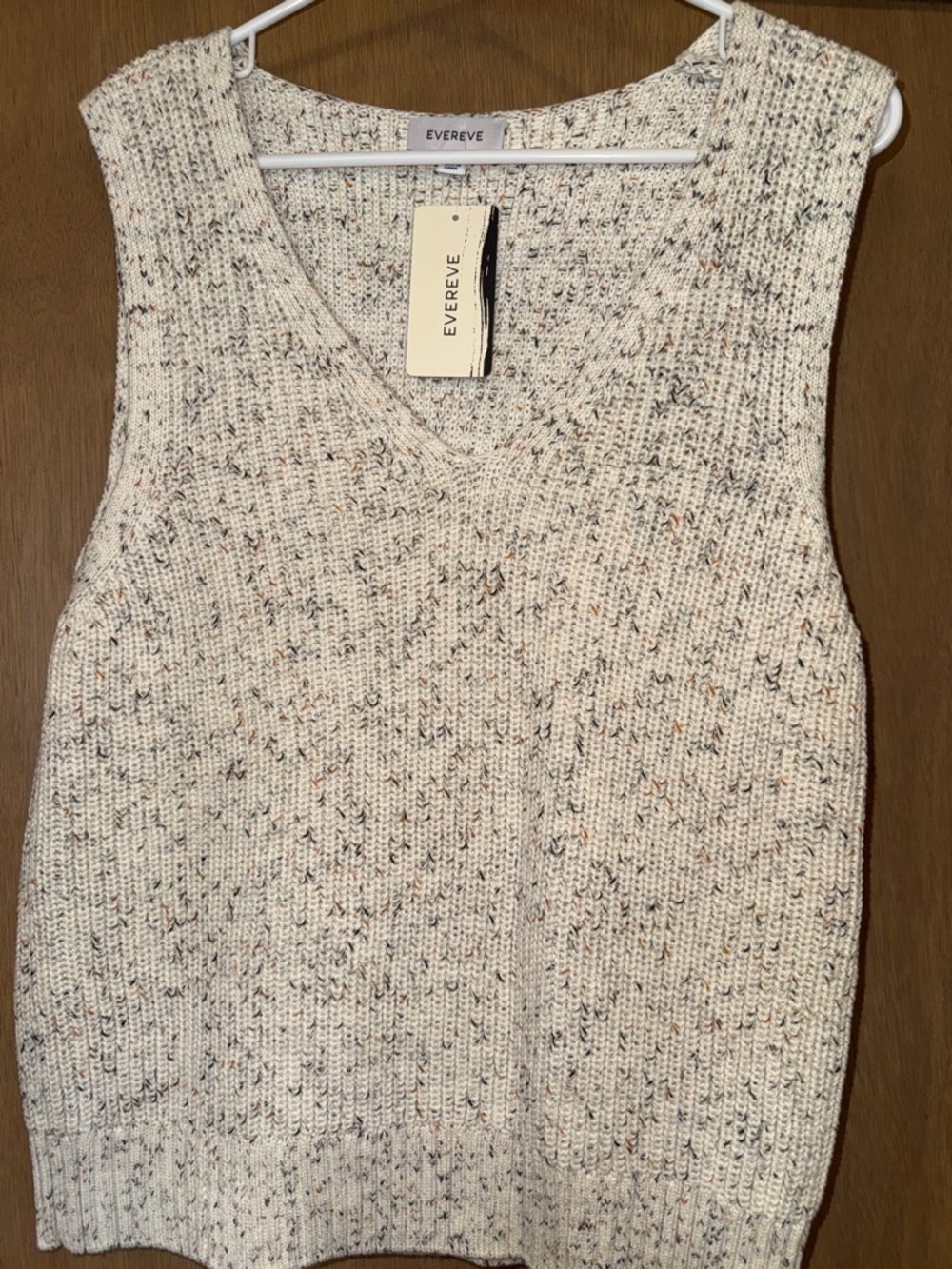 Evereve Marley Cream Speckled V-Neck sweater tank NWT XL